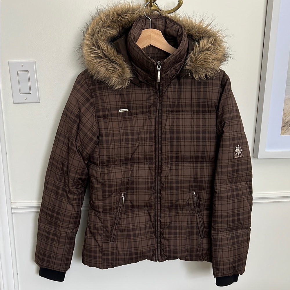 Columbia Brown Plaid Ski Jacket